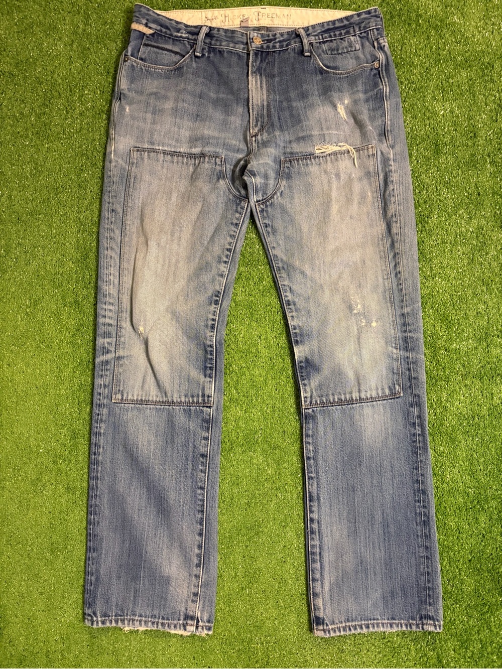 Vintage Hickey Freeman Double Knee Distressed Jeans 36x32